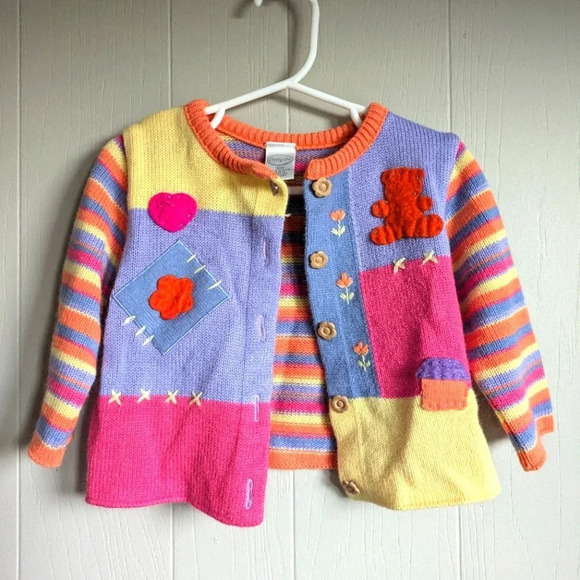 Starting Out Cardigan in Multicolor 18mo Patchwork Knit Stripe‎ Vintage - Picture 5 of 5